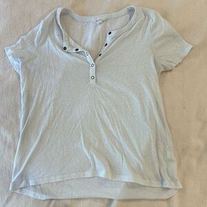 Caslon white button henley tee, size small